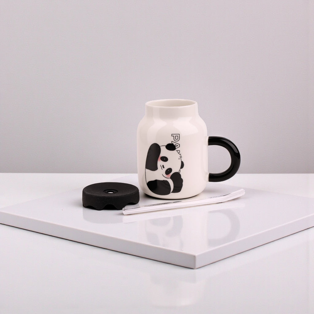 Panda Ceramic Mug with Lid