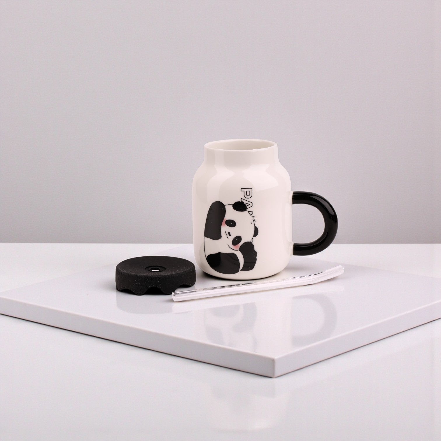 Panda Ceramic Mug with Lid