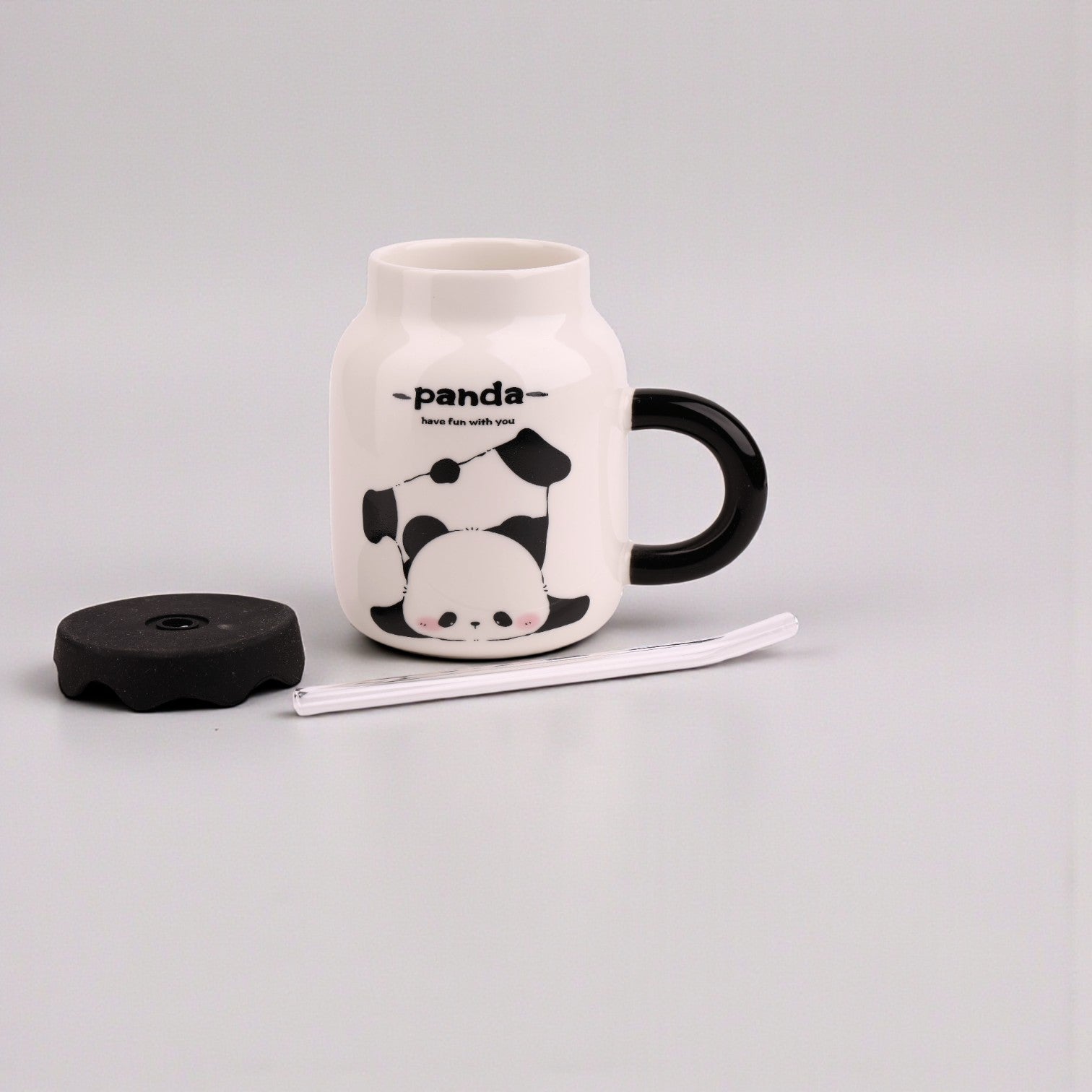 Panda Ceramic Mug with Lid