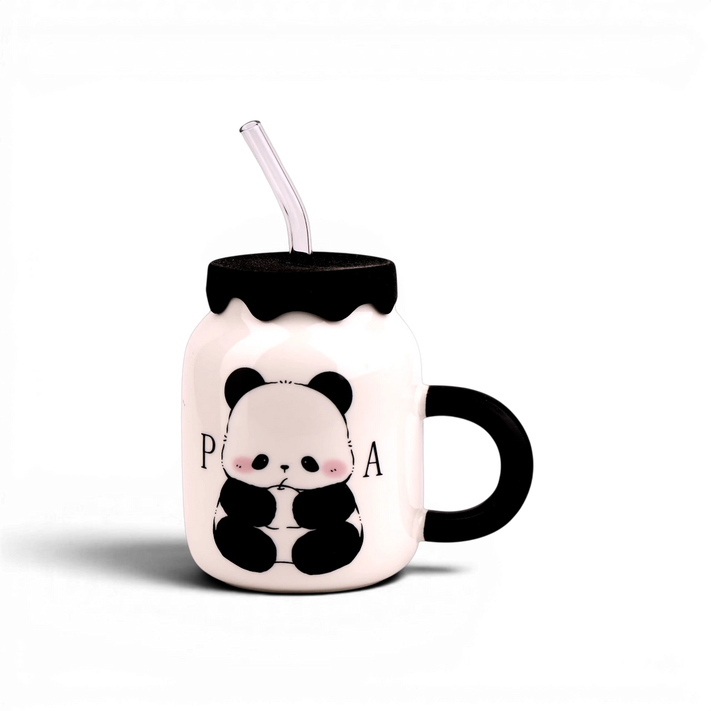 Panda Ceramic Mug with Lid
