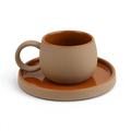Coarse Clay Mug and Saucer Set