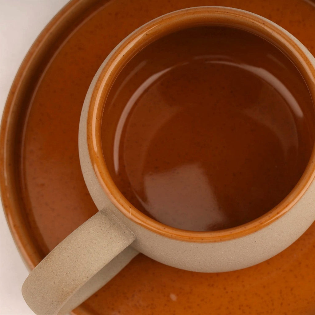 Coarse Clay Mug and Saucer Set