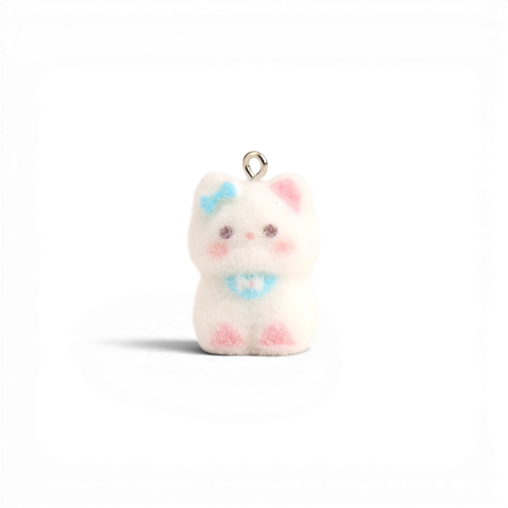 Flocked Cat Charm