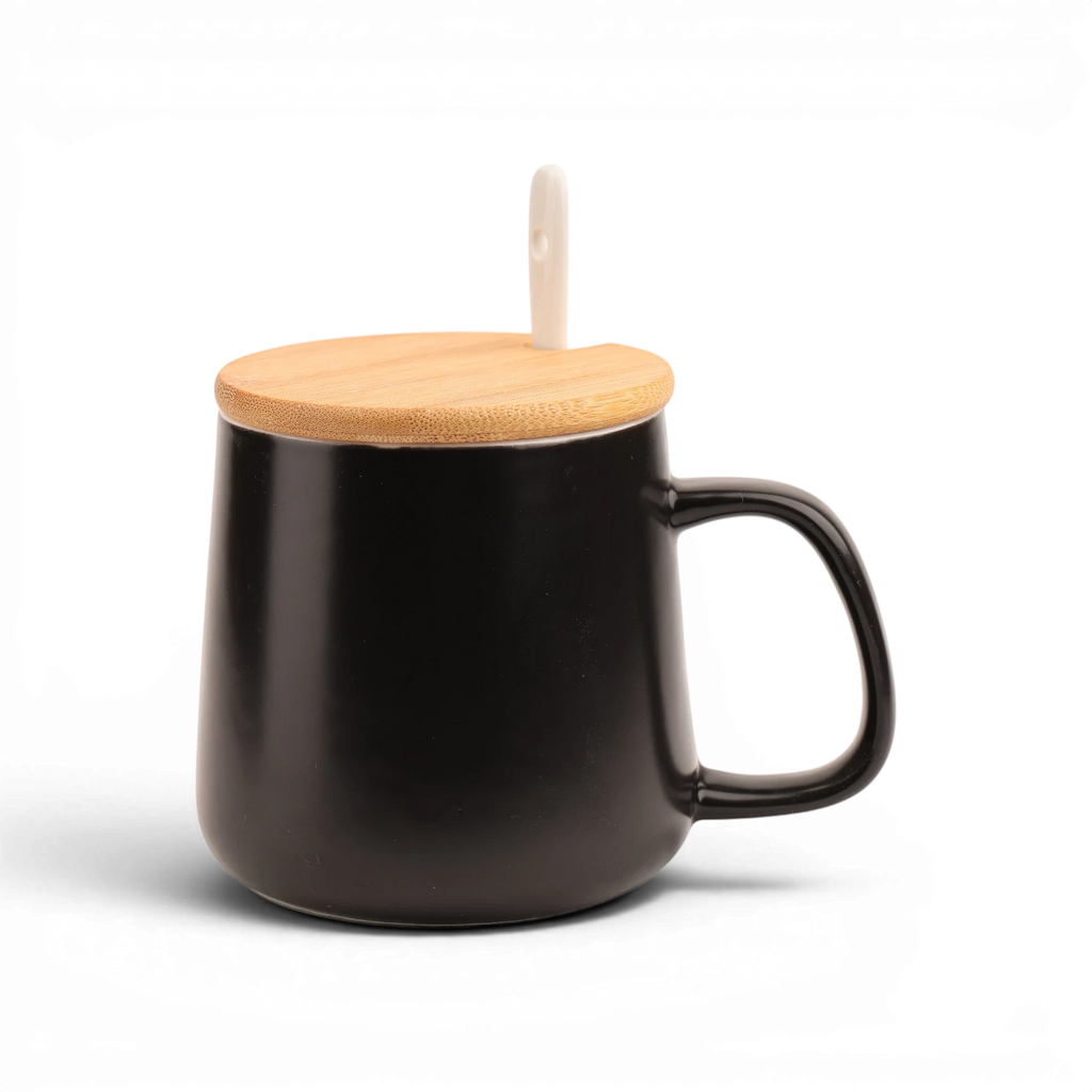 Ceramic Mug with Lid and Spoon