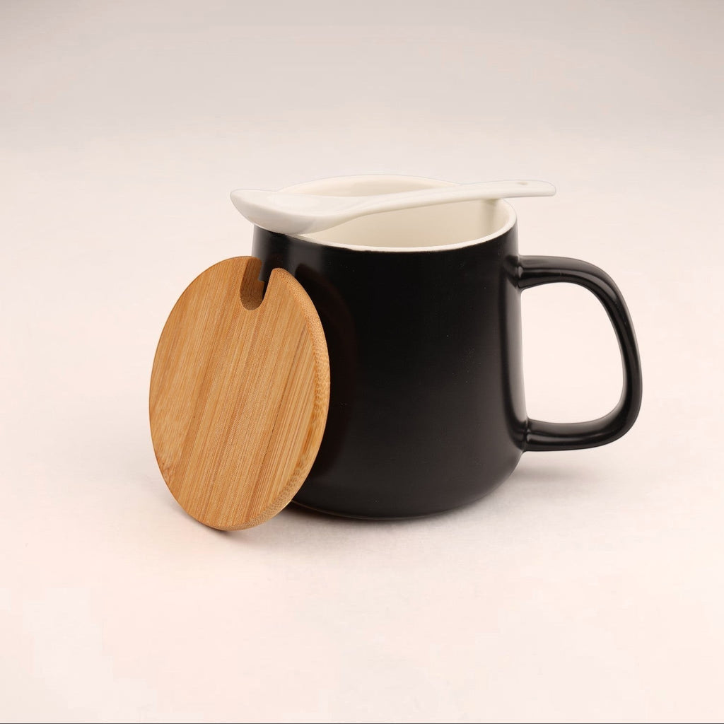 Ceramic Mug with Lid and Spoon