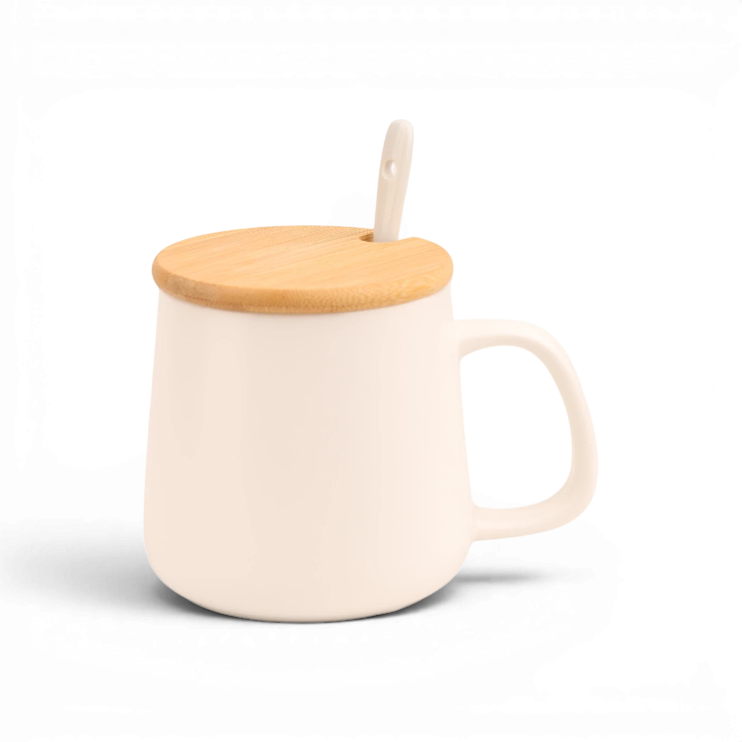 Ceramic Mug with Lid and Spoon
