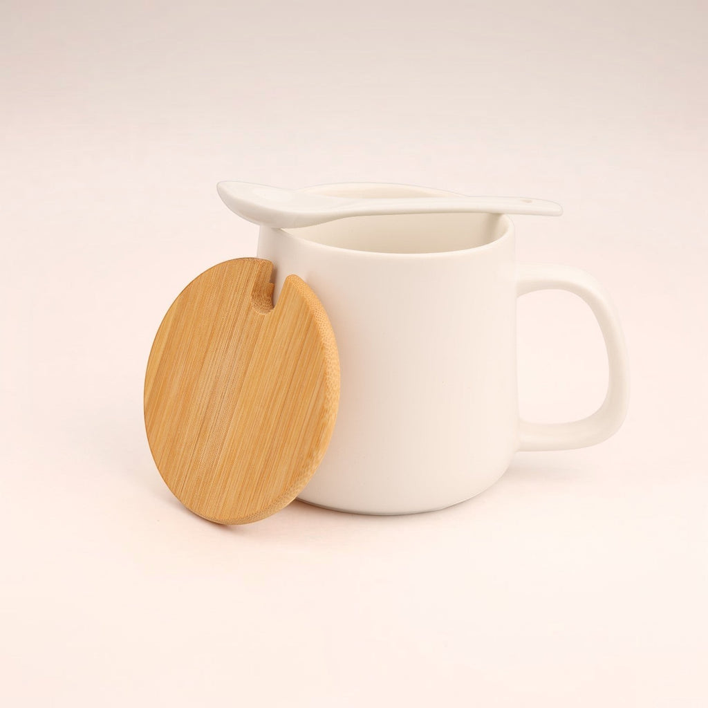 Ceramic Mug with Lid and Spoon