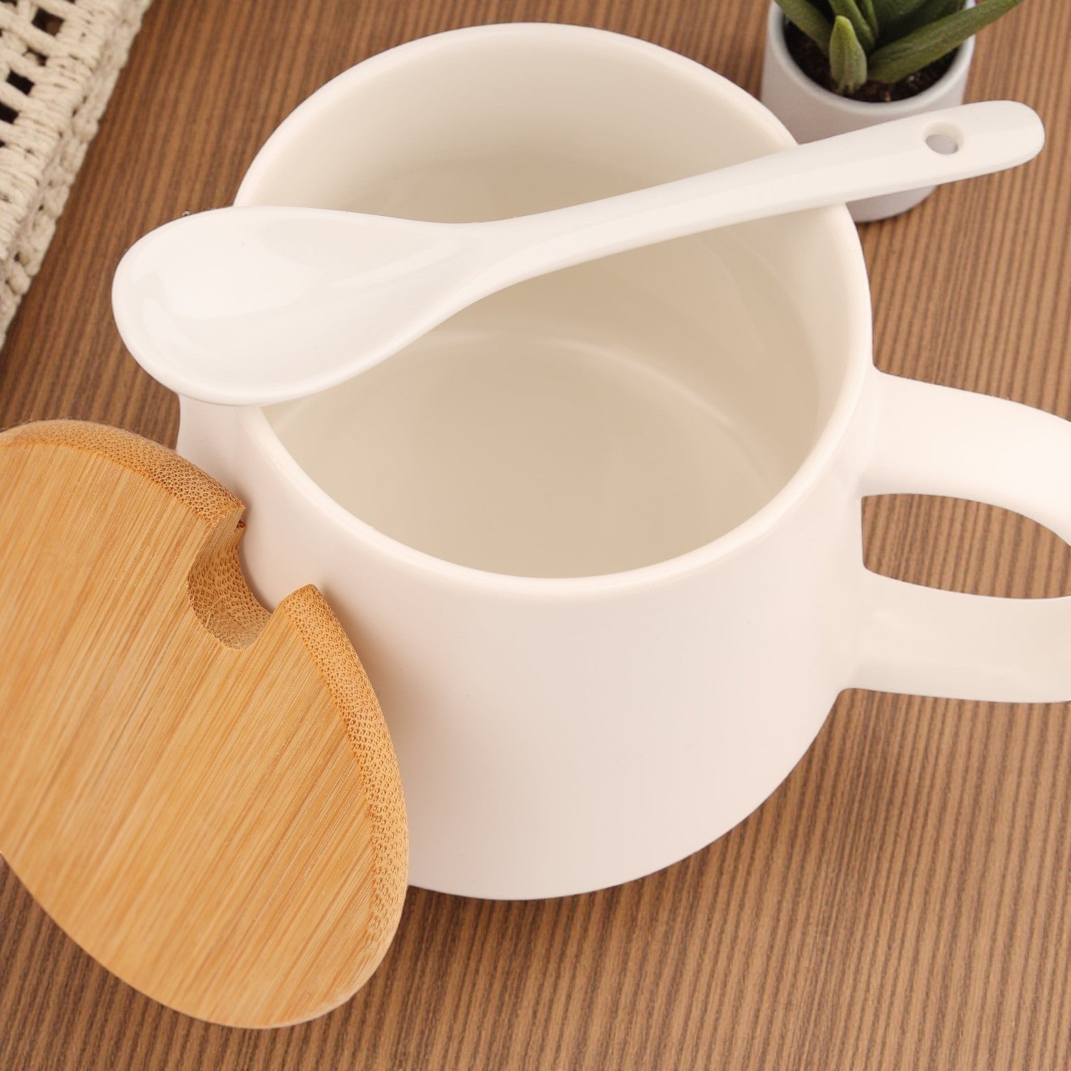 Ceramic Mug with Lid and Spoon