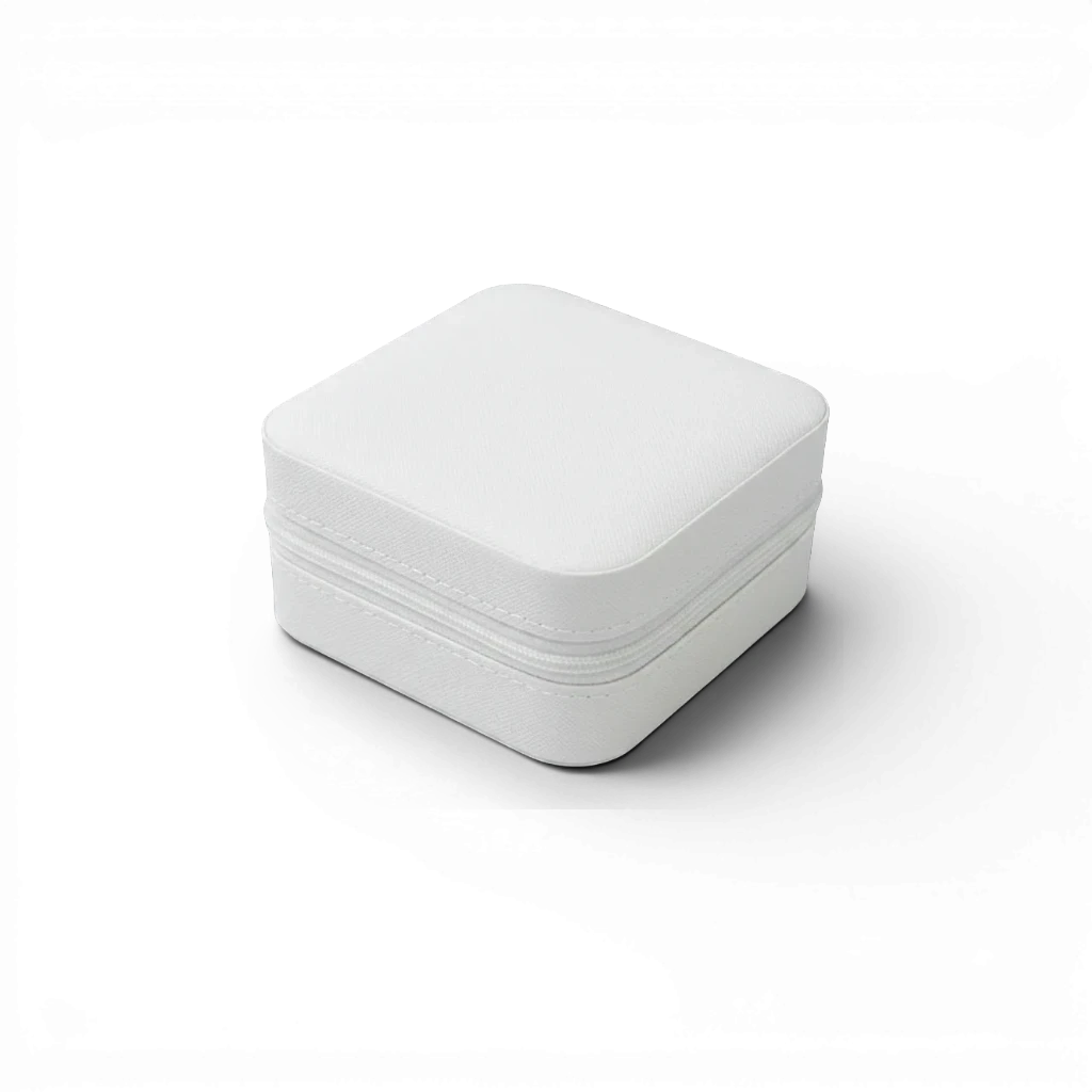 Boxigami caja de joyería de viaje de cuero rosa pálido con cremallera, forro de terciopelo, compacta y elegante.