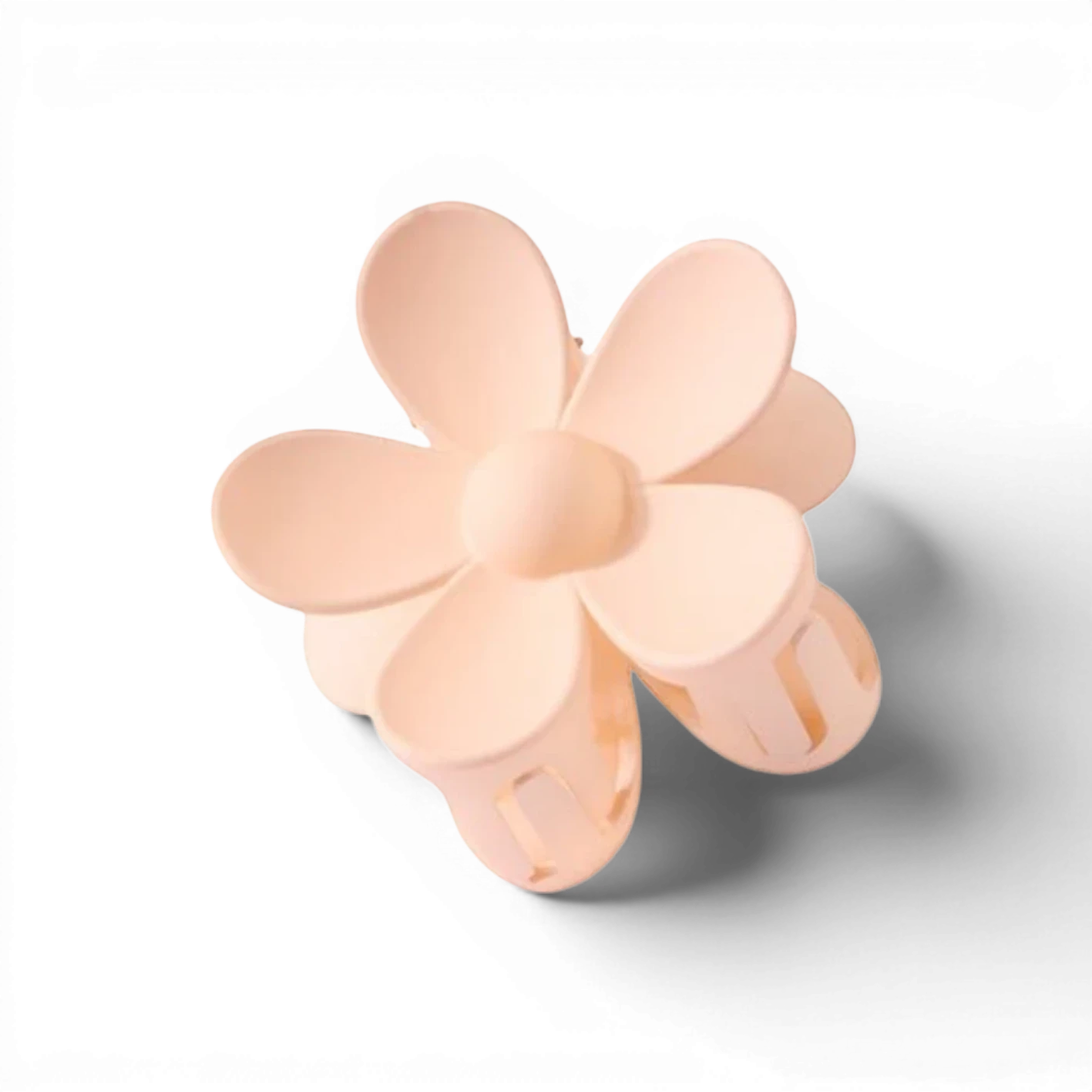 Boxigami peach flower claw clip with 5 petals and a secure grip.