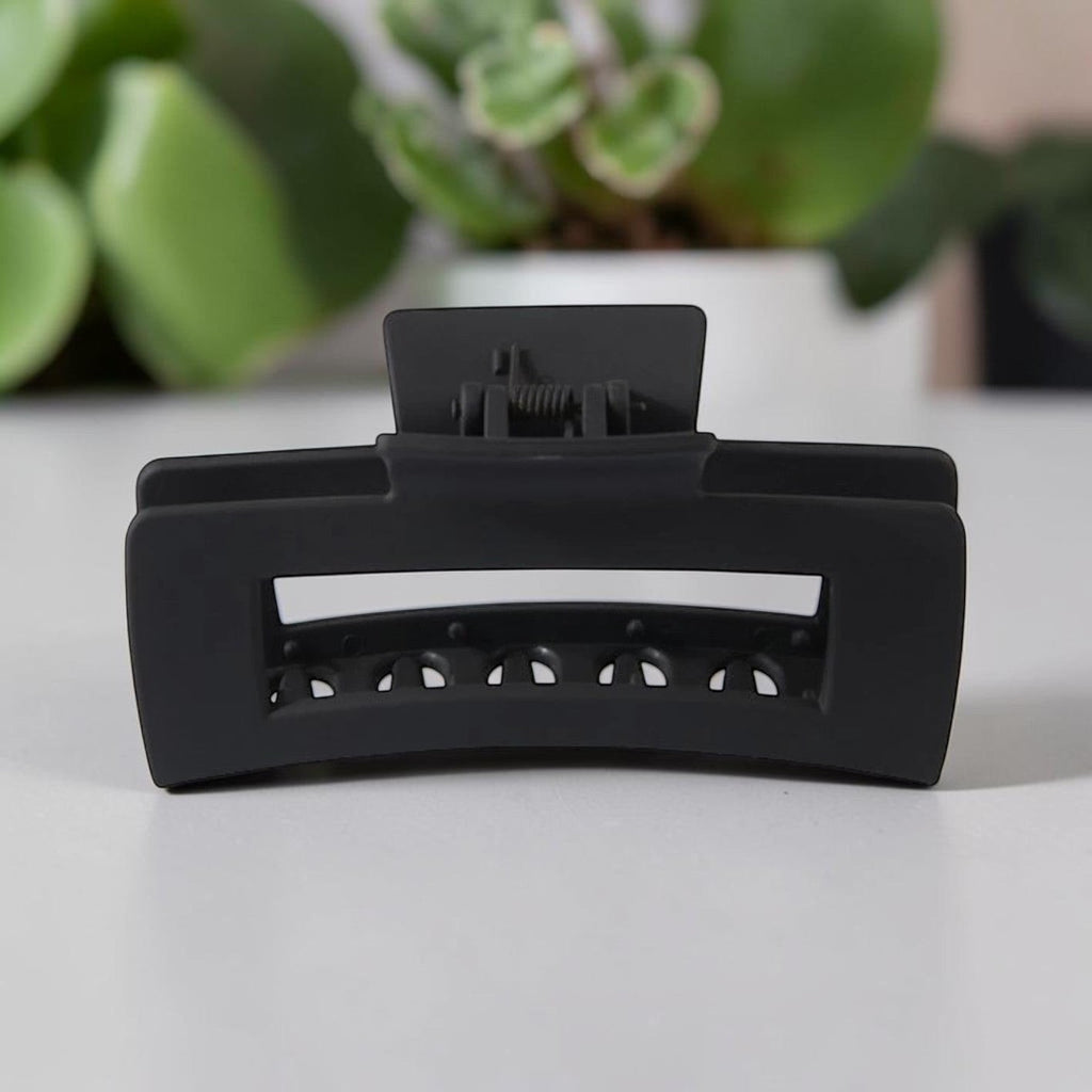 Boxigami pinza de pelo rectangular negra, accesorio de peinado duradero y antideslizante con resorte fuerte.